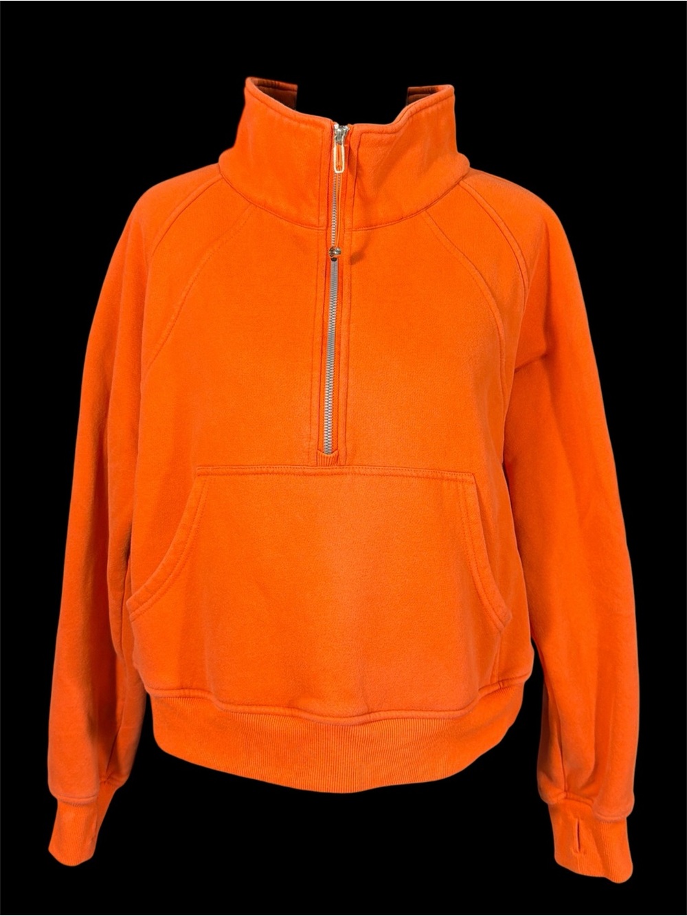 Women's Orange Half-Zip Pullover Puffer-Style Fleece